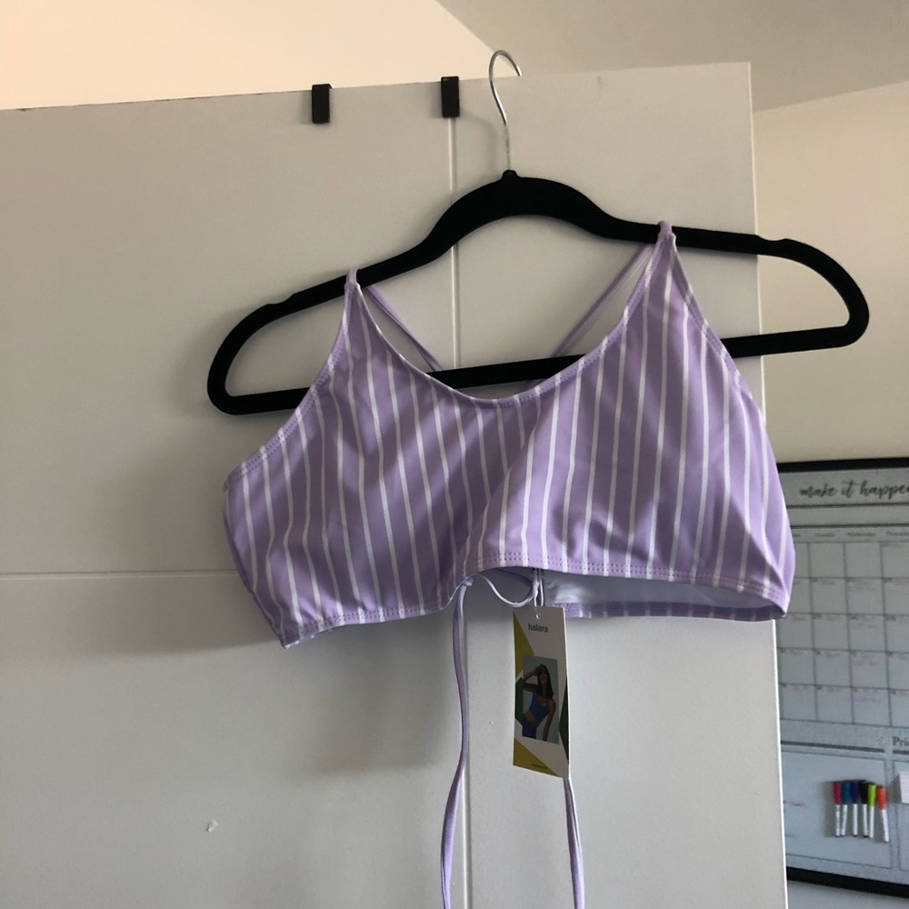 Purple stripped Halara bikini top